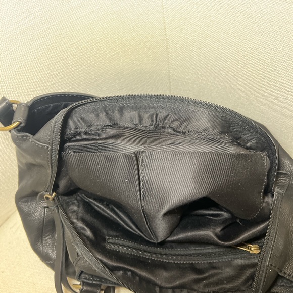 Born Black Leather Shoulder Bag with Ring Detail - Picture 6 of 8